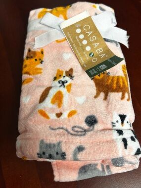 Casaba set of 2‎ Matching Kitchen Towel Set Cats and Heart Pink and white New